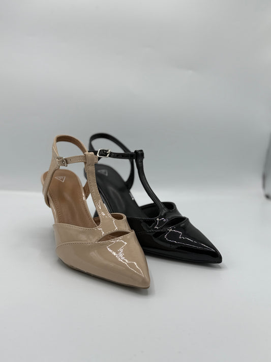 Décolleté Slingback vernice con cinturino