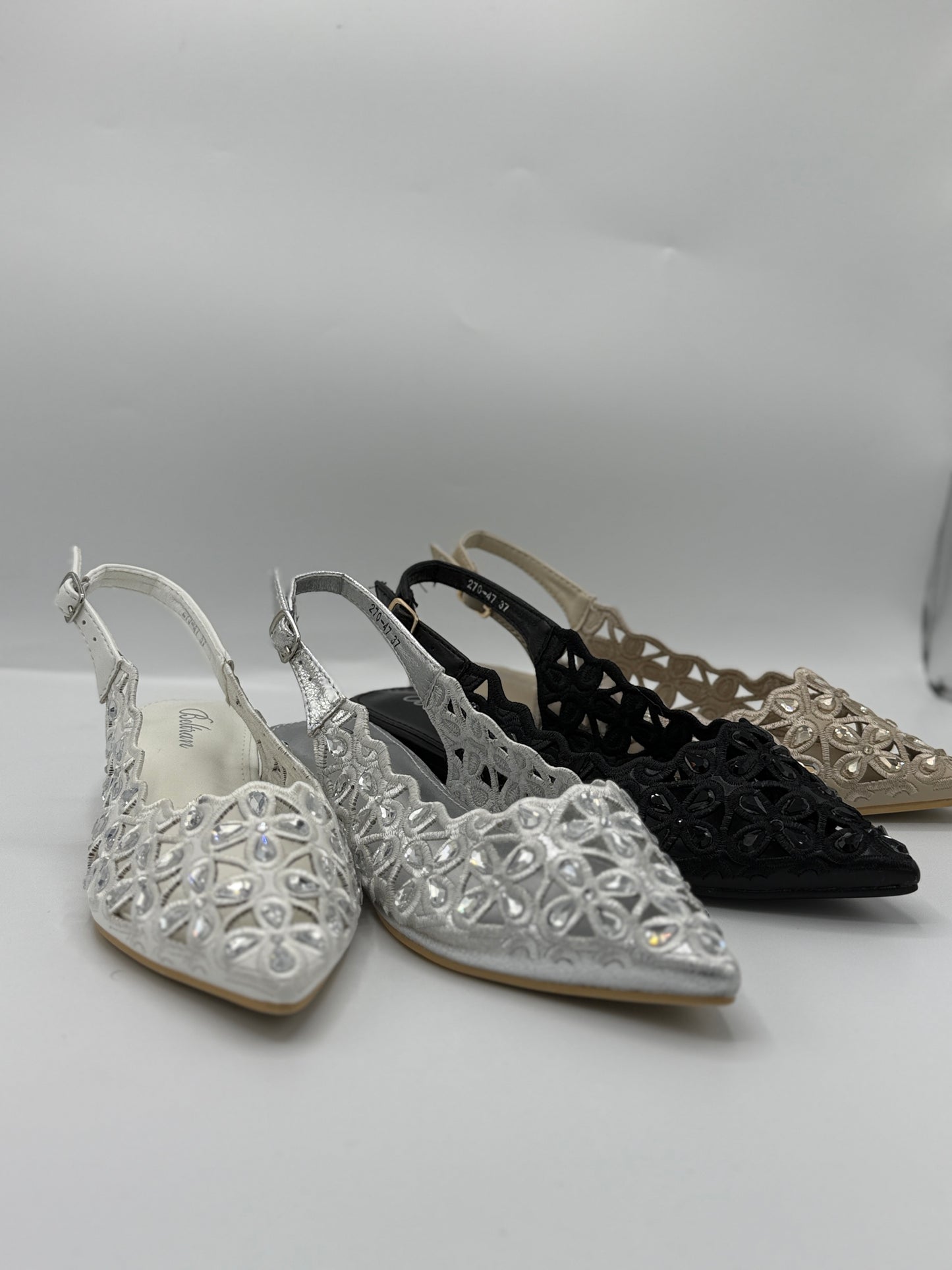 Ballerine slingback in camoscio e strass