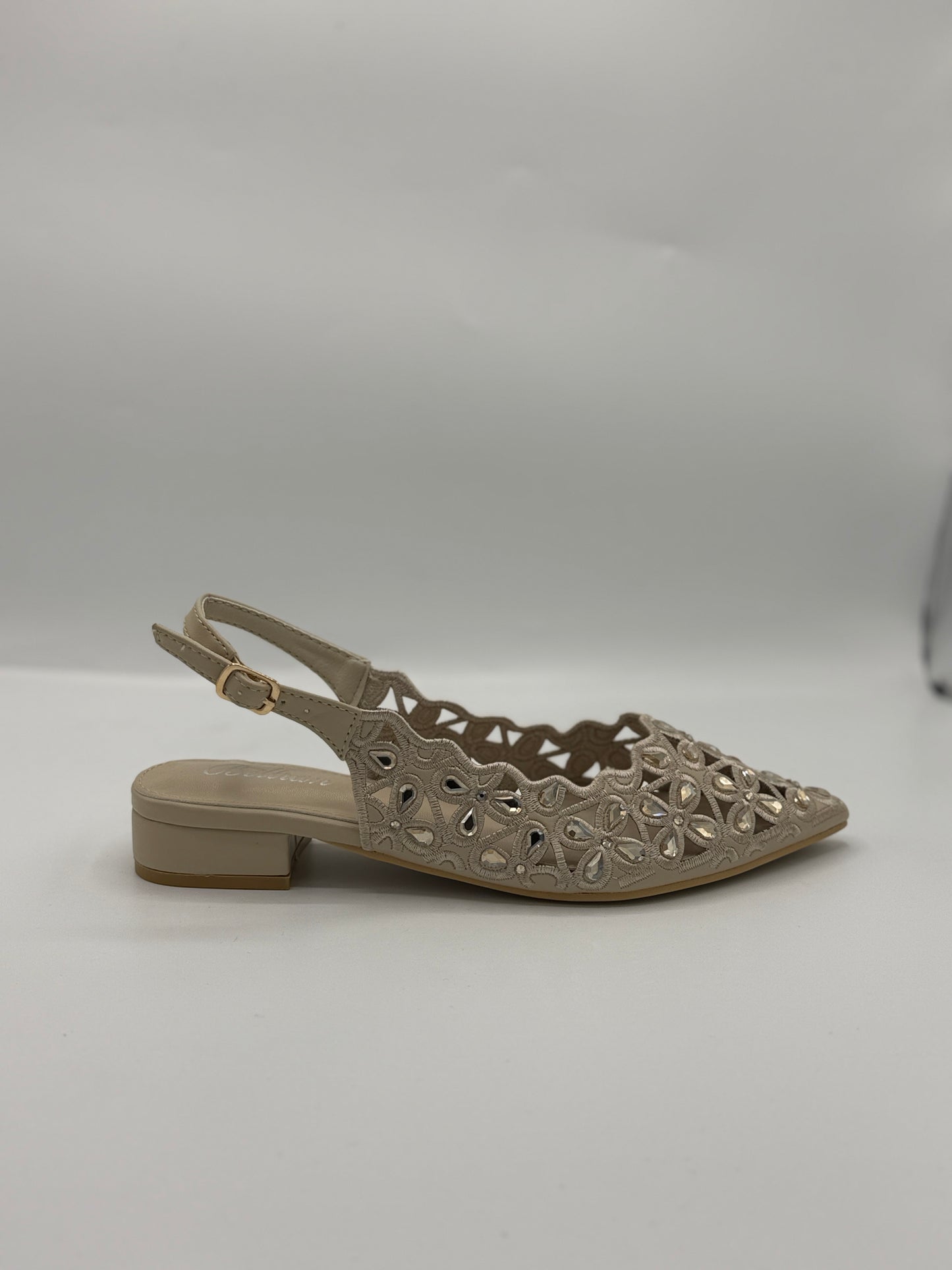 Ballerine slingback in camoscio e strass