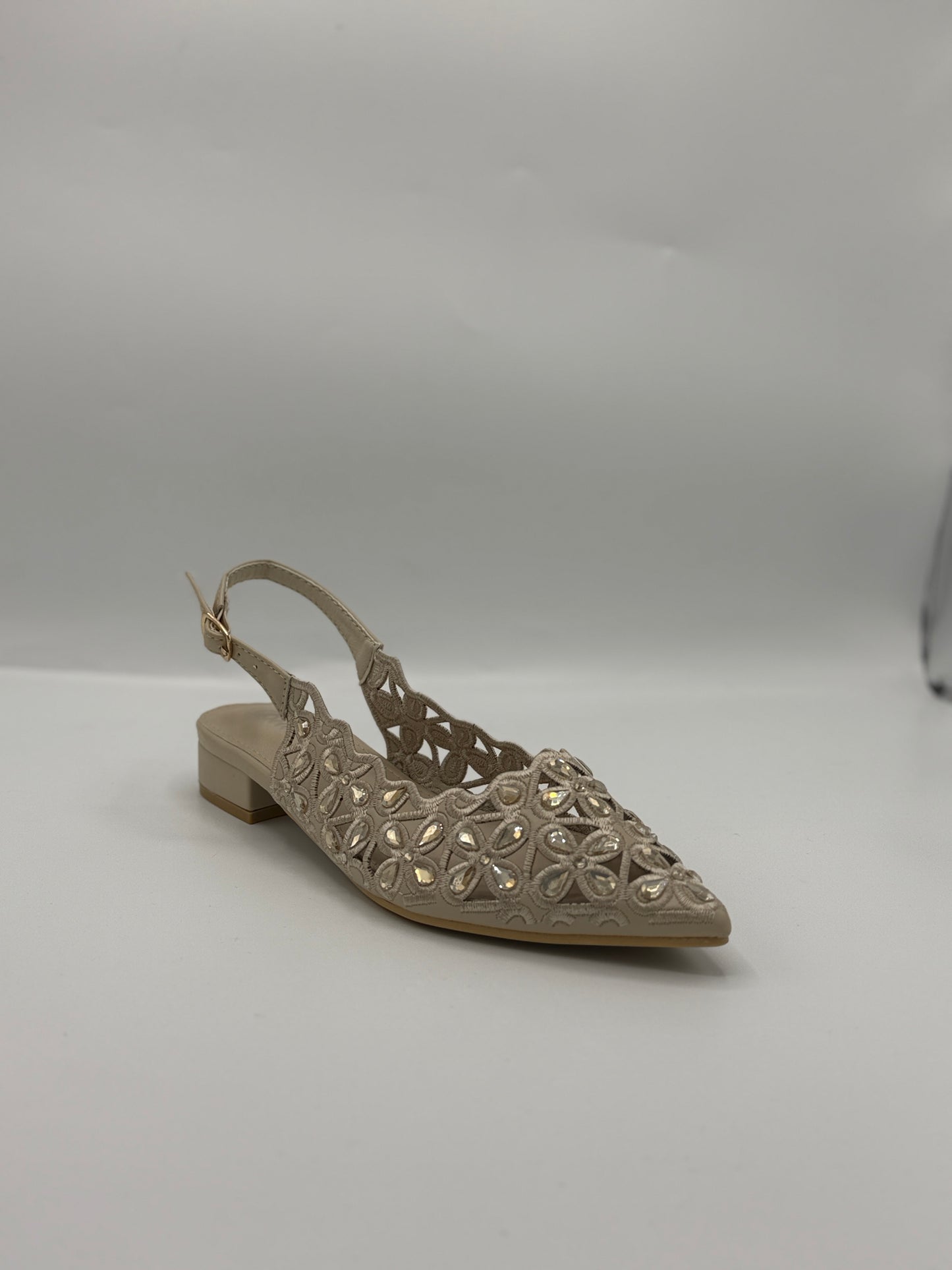 Ballerine slingback in camoscio e strass