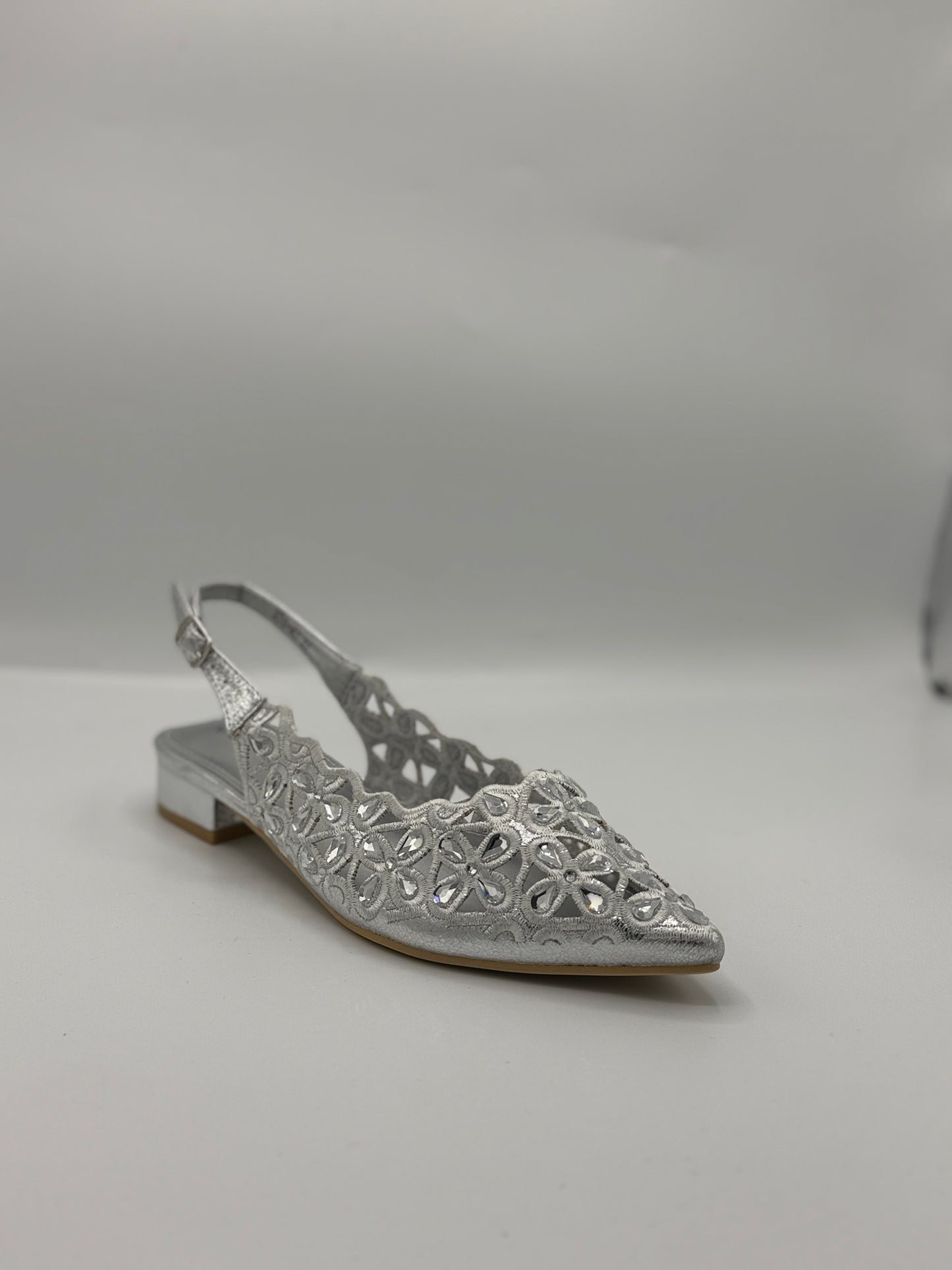 Ballerine slingback in camoscio e strass
